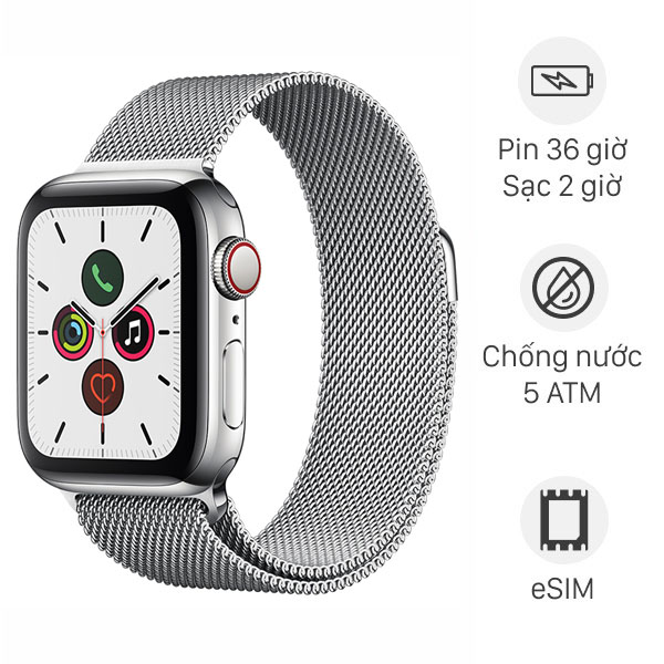Apple Watch S5 LTE 40mm viền thép dây thép