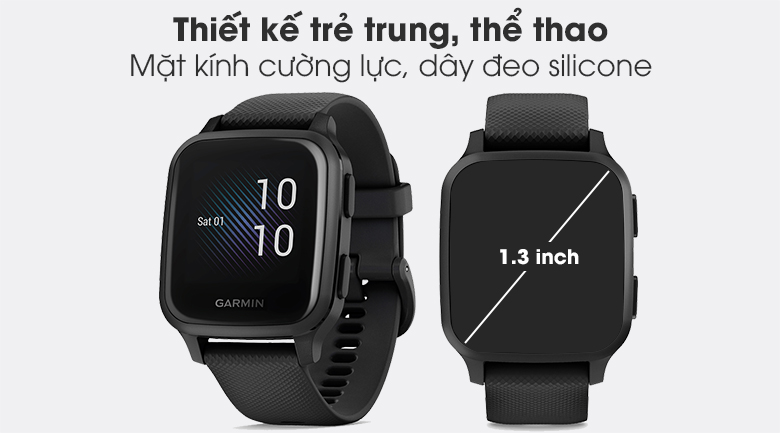 Đồng hồ thông minh Garmin Venu SQ Music dây silicone đen