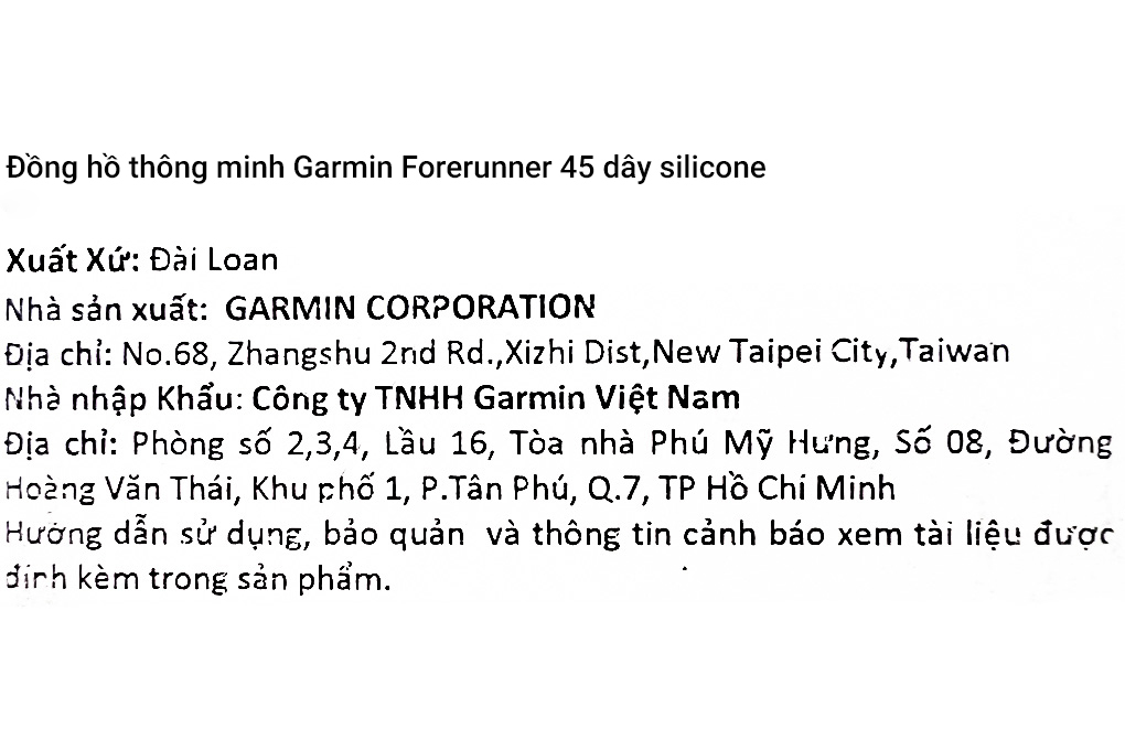Đồng hồ thông minh Garmin Forerunner 45 42mm Màu Đen