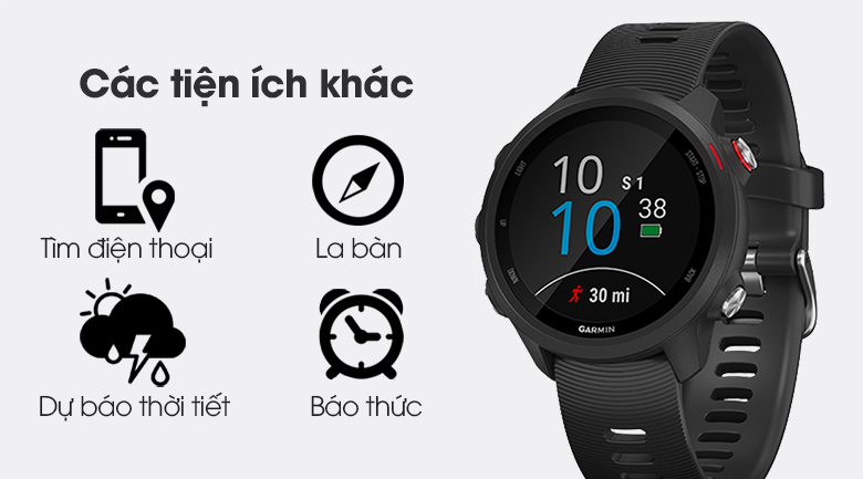 Đồng hồ thông minh Garmin Forerunner 245 Music 42.3mm Đen