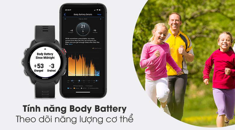 Đồng hồ thông minh Garmin Forerunner 245 Music 42.3mm Đen