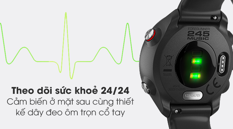 Đồng hồ thông minh Garmin Forerunner 245 Music 42.3mm Đen