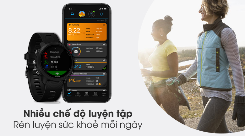 Đồng hồ thông minh Garmin Forerunner 245 Music 42.3mm Đen