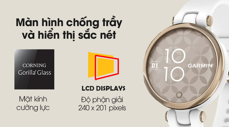 Đồng hồ thông minh Garmin Lily có màn hình cường lực chống trầy