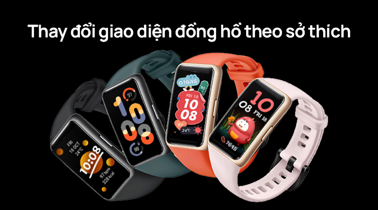 Huawei band 6 dây silicone có nhiều giao diện đẹp mắt