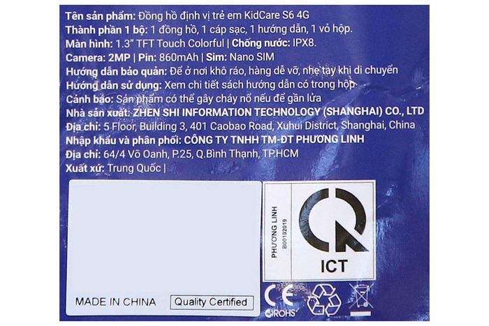 Đồng hồ định vị trẻ em Kidcare S6 4G Màu Xanh Dương