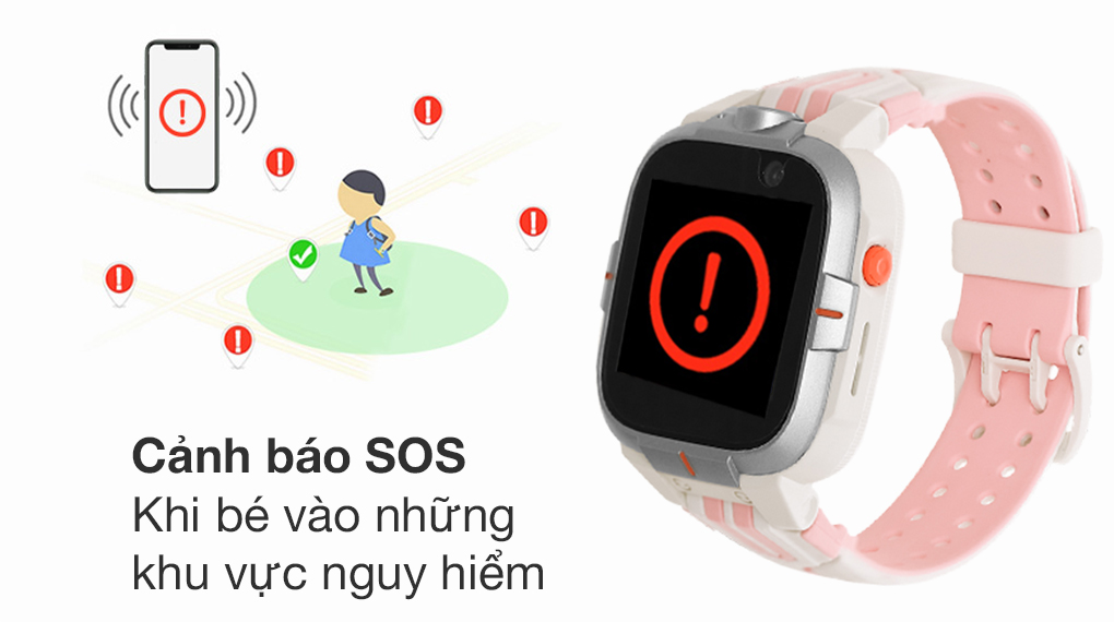 Đồng hồ định vị trẻ em Kidcare S8 4G 43.4mm Hồng