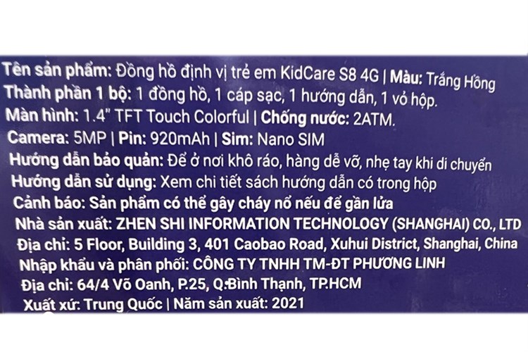 Đồng hồ định vị trẻ em Kidcare S8 4G 43.4mm Hồng Màu Hồng