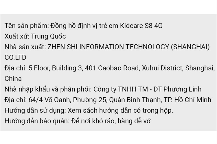 Đồng hồ định vị trẻ em Kidcare S8 4G Màu Đen