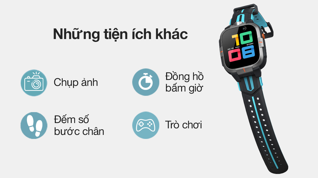 Đồng hồ định vị trẻ em 4G Kidcare S8 Đen có nhiều tiện ích khác