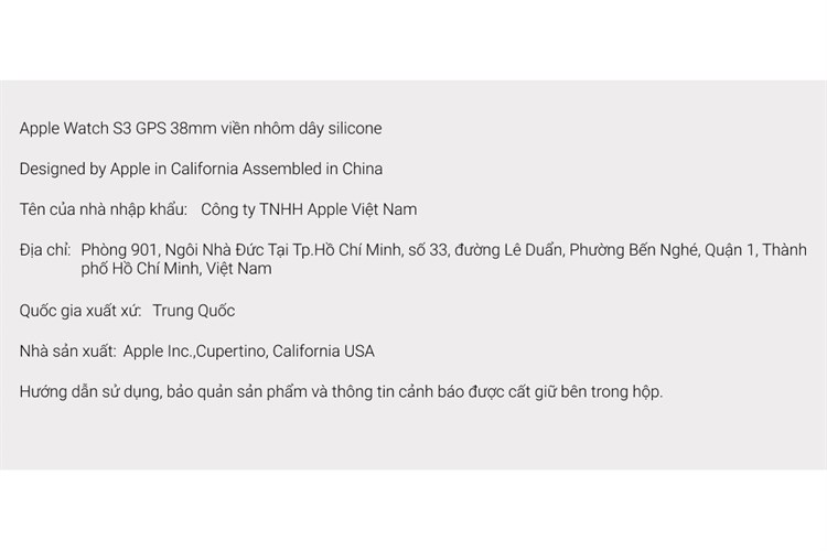 Đồng hồ thông minh Apple Watch S3 GPS 38mm viền nhôm dây silicone Màu Đen