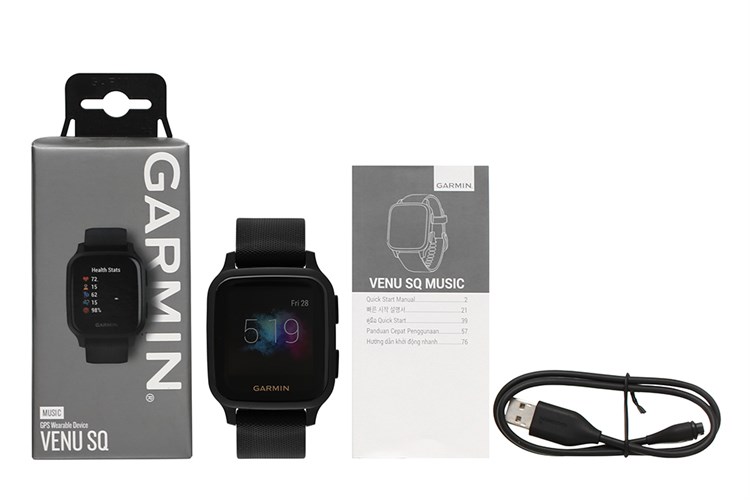 Đồng hồ thông minh Garmin Venu SQ Music 40.6mm Màu Đen