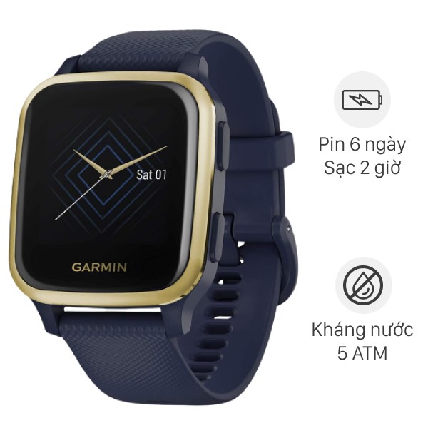 Đồng hồ thông minh Garmin Venu SQ Music dây silicone xanh dương