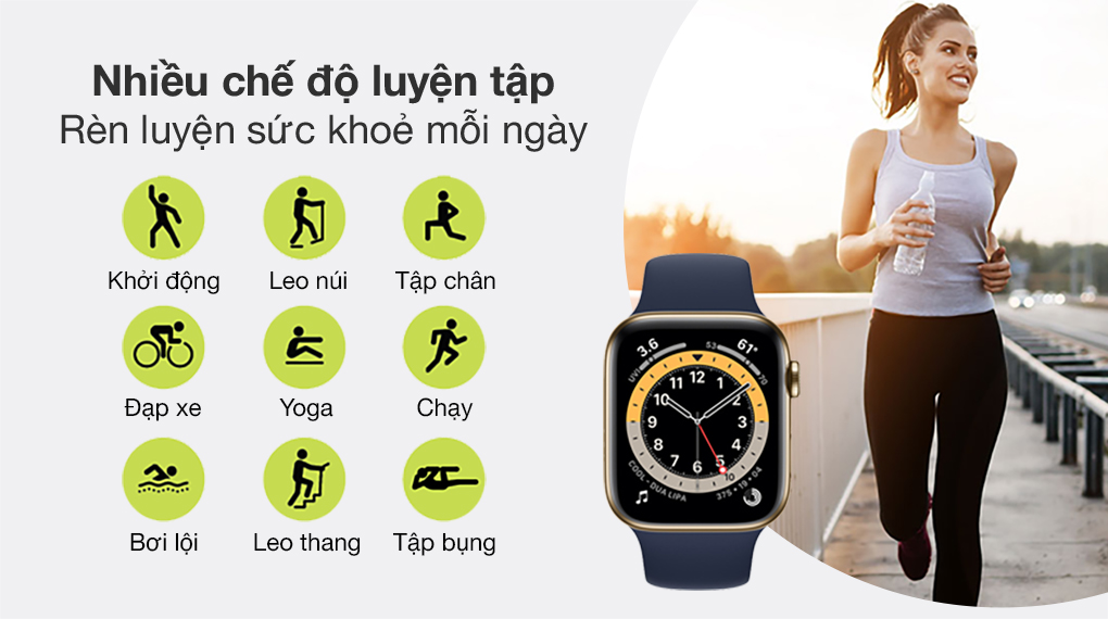 Apple Watch S6 LTE 40mm viền thép dây cao su xanh dương với chế độ tập luyện đa dạng Apple Watch S6 LTE 40mm viền thép dây cao su xanh dương với chế độ tập luyện đa dạng