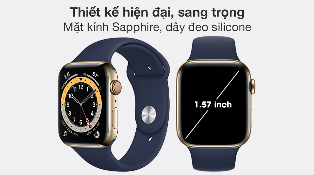 Apple Watch S6 LTE 40mm viền thép dây cao su xanh dương có thiết kế sang trọng Apple Watch S6 LTE 40mm viền thép dây cao su xanh dương có thiết kế sang trọng