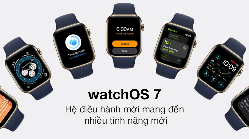 Apple Watch S6 LTE 40mm viền thép dây cao su xanh dương với hệ điều hành watchOS 7.0