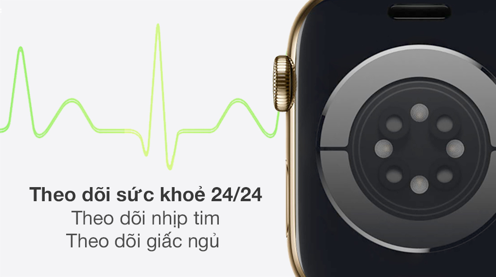 Apple Watch S6 LTE 40mm viền thép dây cao su xanh dương giúp theo dõi các chỉ số sức khỏe