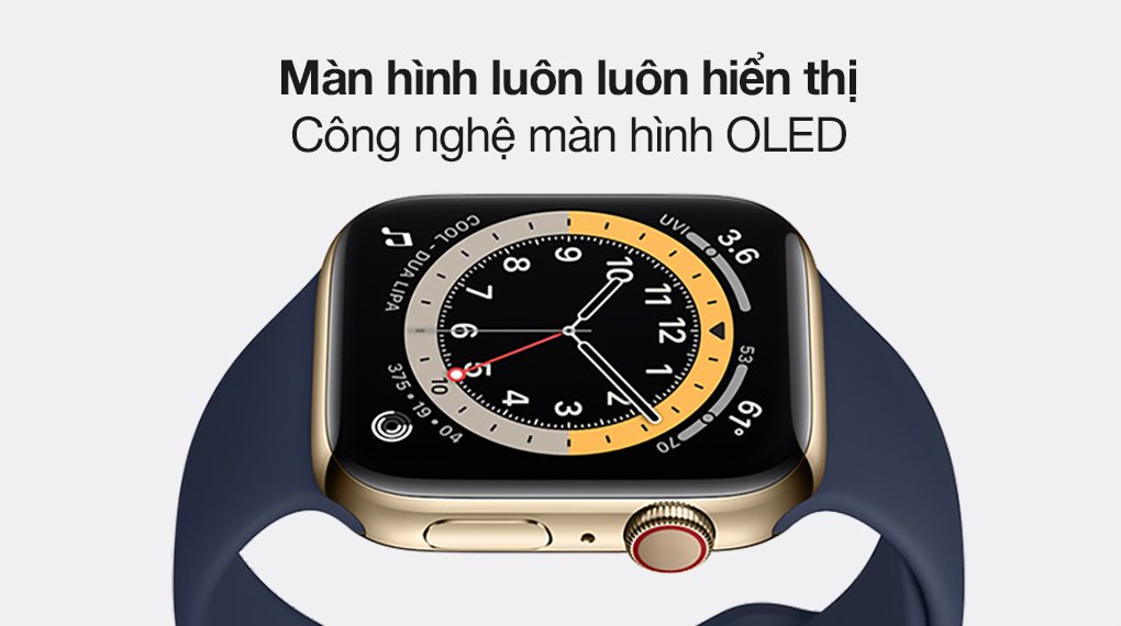 Apple Watch S6 LTE 44mm viền thép dây cao su xanh dương