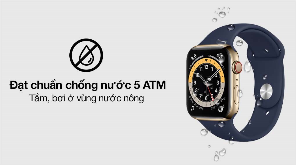 Đồng hồ thông minh Apple Watch S6 LTE 44mm viền thép dây cao su xanh dương