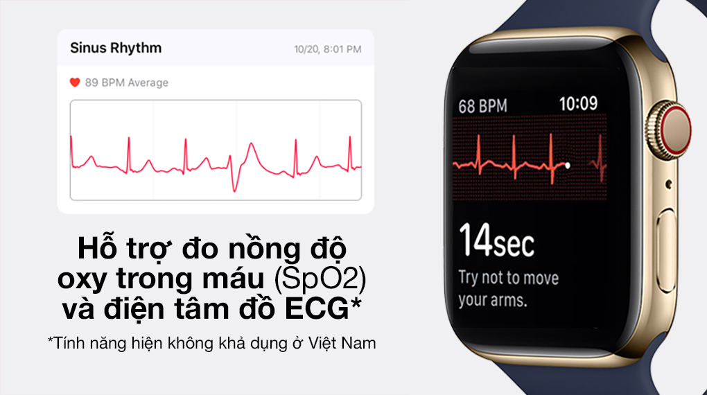 Apple Watch S6 LTE 44mm viền thép dây cao su xanh dương có chức năng đo nồng độ oxy trong máu và điện tâm đồ