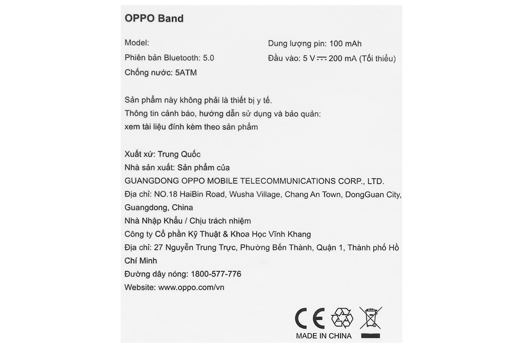 Vòng đeo tay thông minh Oppo Band Màu Đen