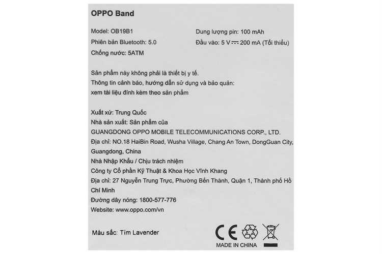 Vòng đeo tay thông minh Oppo Band Màu Tím