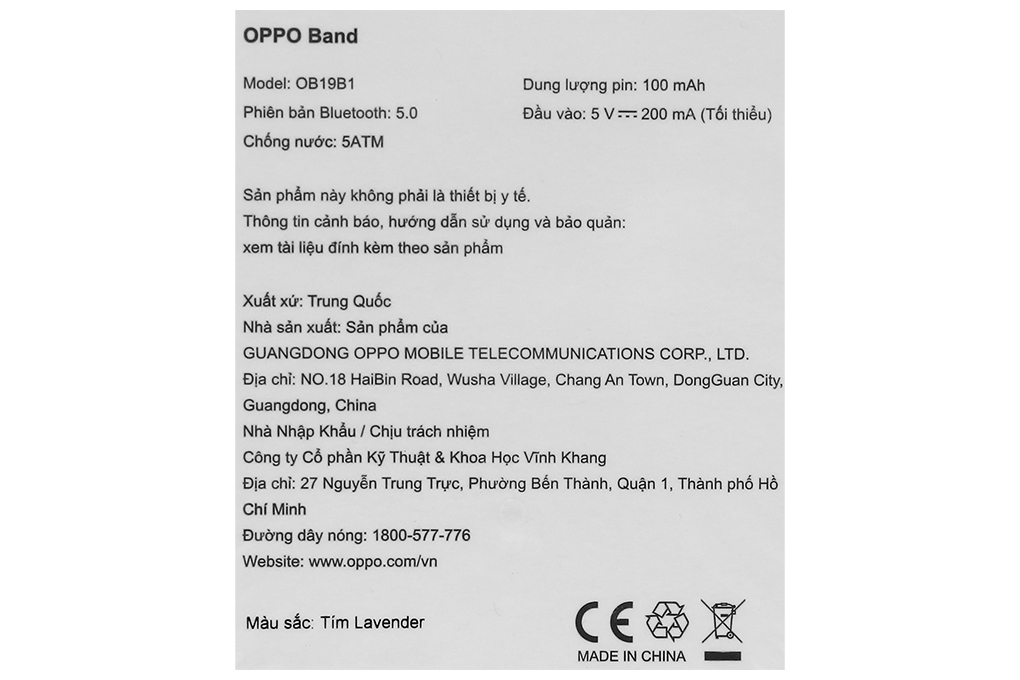 Vòng đeo tay thông minh Oppo Band Màu Tím