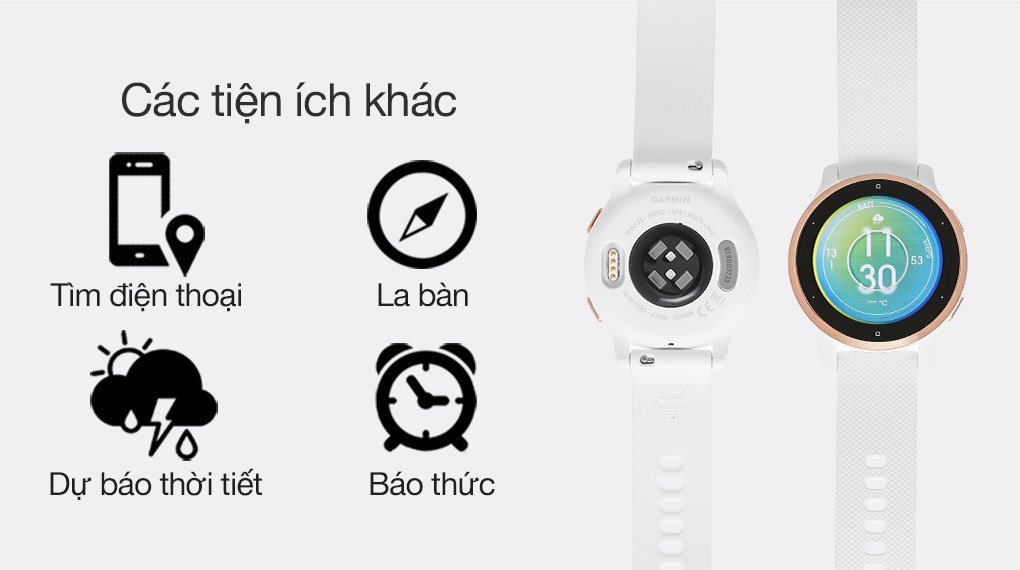Đồng hồ thông minh Garmin Venu 2s dây silicone trắng với nhiều tiện ích khác