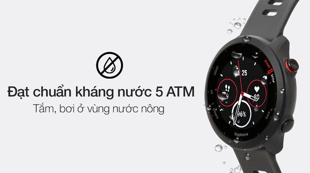 Đồng hồ thông minh Garmin Forerunner 55 dây silicone đen đạt chuẩn kháng nước 5 ATM