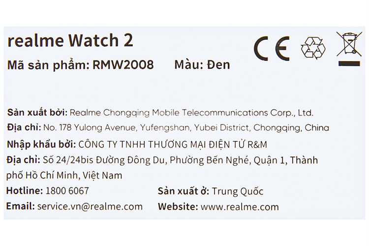 Đồng hồ thông minh Realme Watch 2 40mm Đen Màu Đen