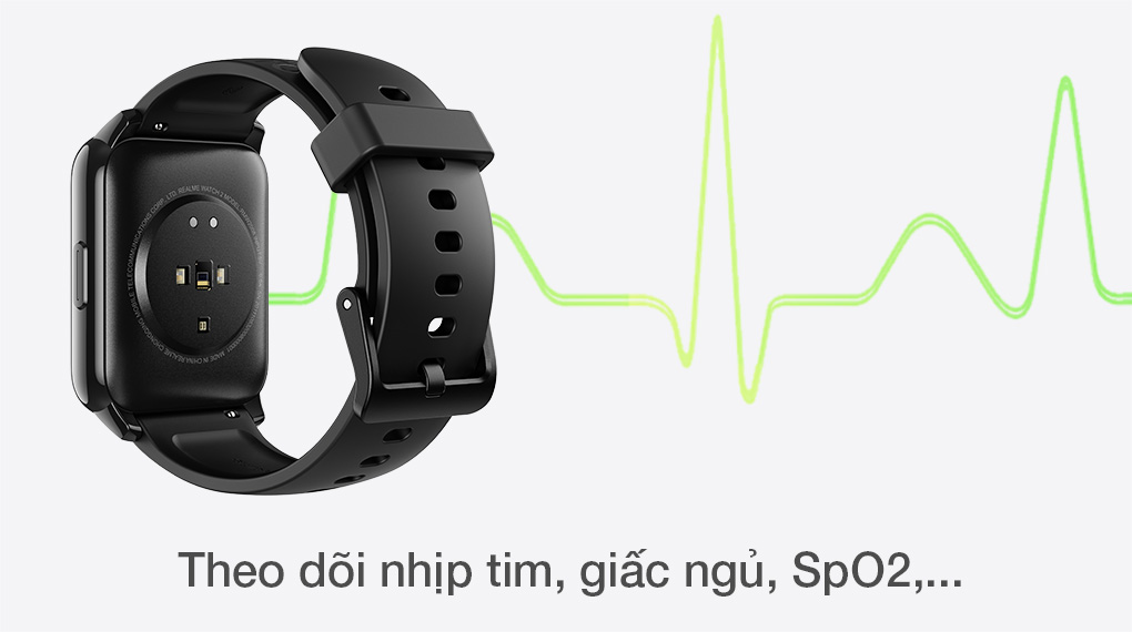 Đồng hồ thông minh Realme Watch 2 dây silicone đen giúp bạn theo dõi sức khỏe tốt hơn