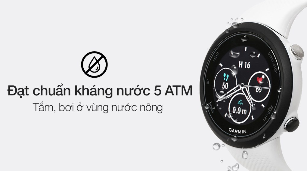 Đồng hồ thông minh Garmin Swim 2 dây silicone trắng đạt chuẩn kháng nước 5 ATM