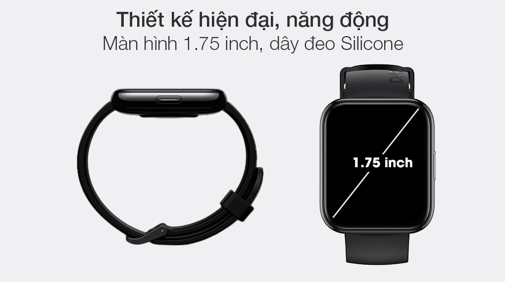 Đồng hồ thông minh Realme Watch 2 pro dây silicone đen