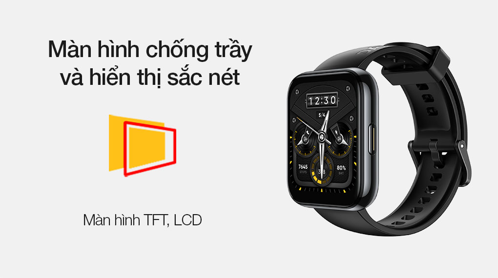 Đồng hồ thông minh Realme Watch 2 pro dây silicone có màn hình TFT hiển thị hình ảnh sắc nét