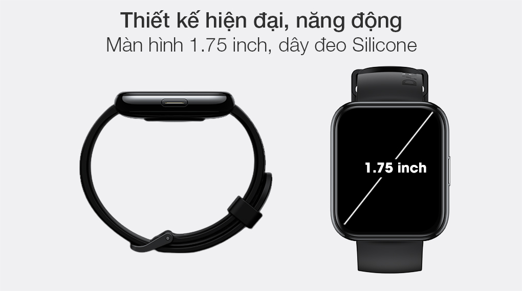 Đồng hồ thông minh Realme Watch 2 pro dây silicone với thiết kế hiện đại, năng động
