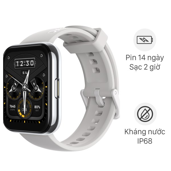 Đồng hồ thông minh Realme Watch 2 pro dây silicone bạc