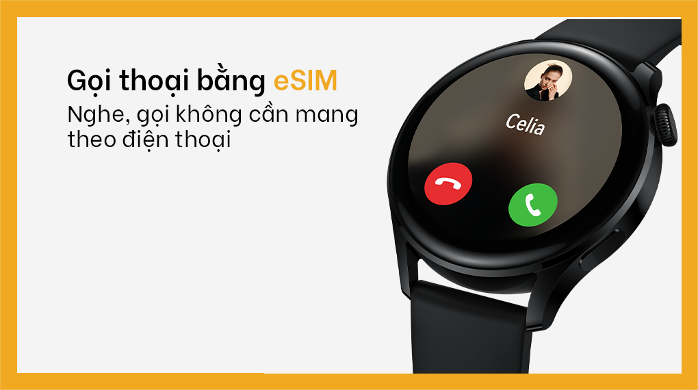 Đồng hồ thông minh Huawei Watch 3 LTE 46mm dây silicone đen được tích hợp eSim giúp nghe gọi độc lập