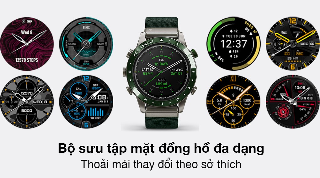Đồng hồ thông minh Garmin MARQ Golfer 46mm Xanh Lá