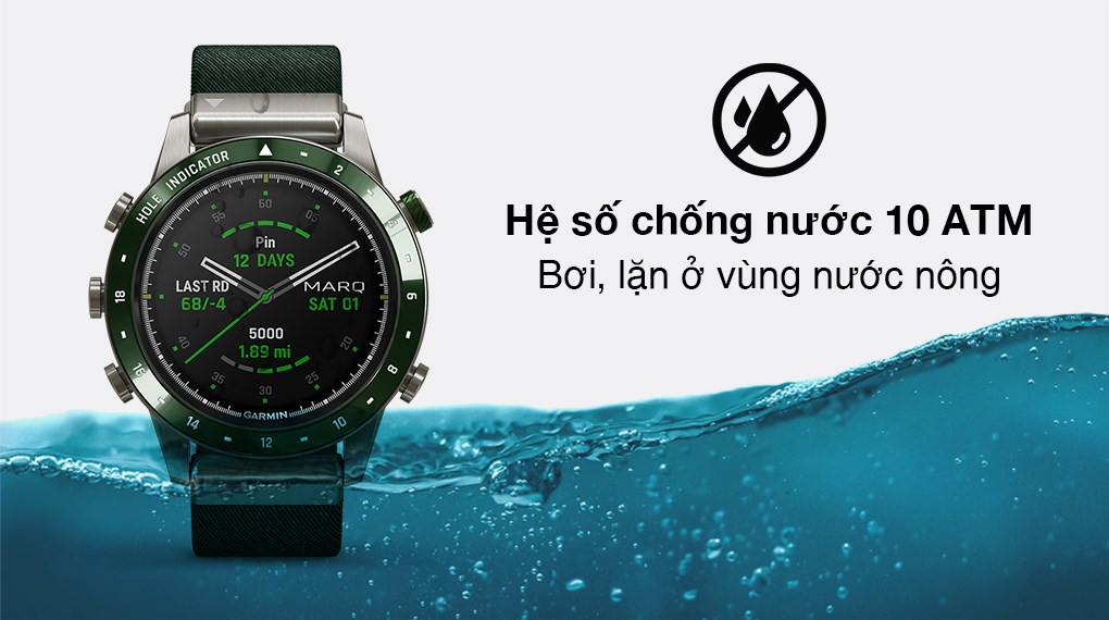 Đồng hồ thông minh Garmin MARQ Golfer 46mm Xanh Lá