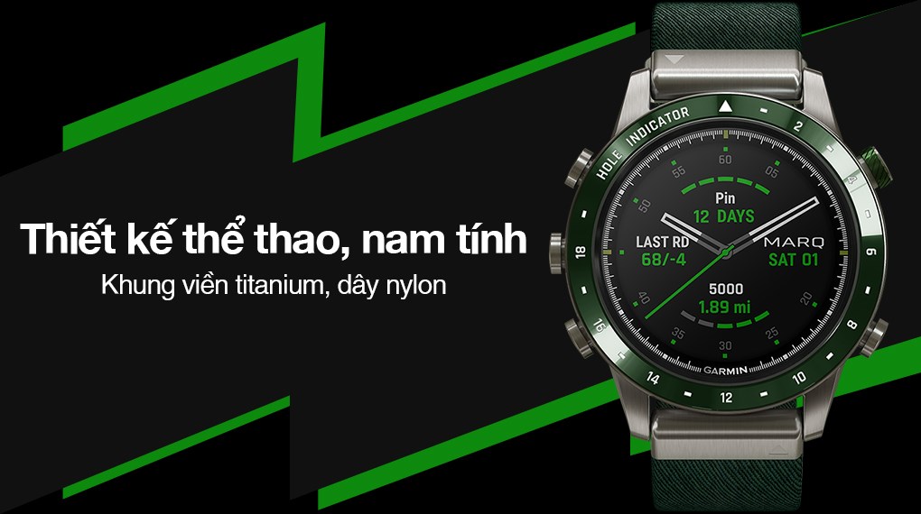 Đồng hồ thông minh Garmin MARQ Golfer 46mm Xanh Lá