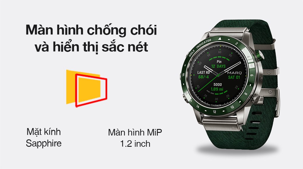Đồng hồ thông minh Garmin MARQ Golfer 46mm Xanh Lá