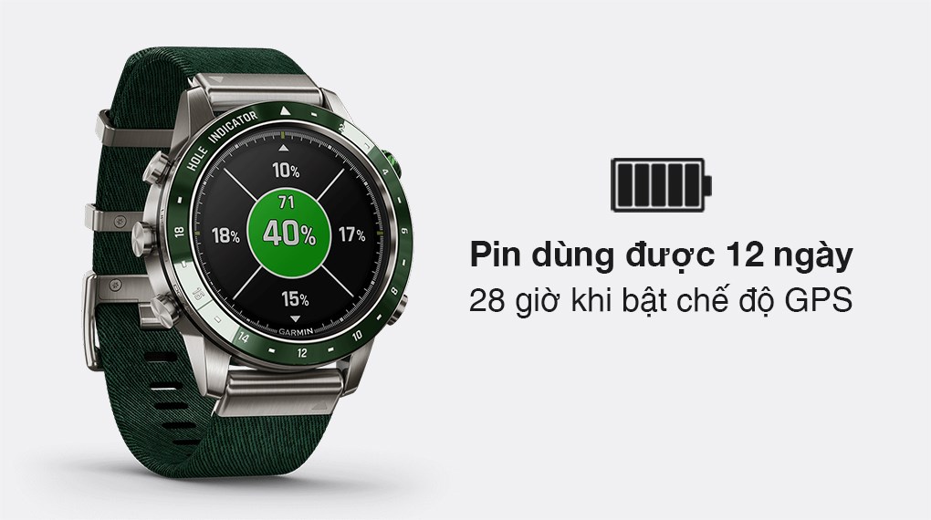 Đồng hồ thông minh Garmin MARQ Golfer 46mm Xanh Lá