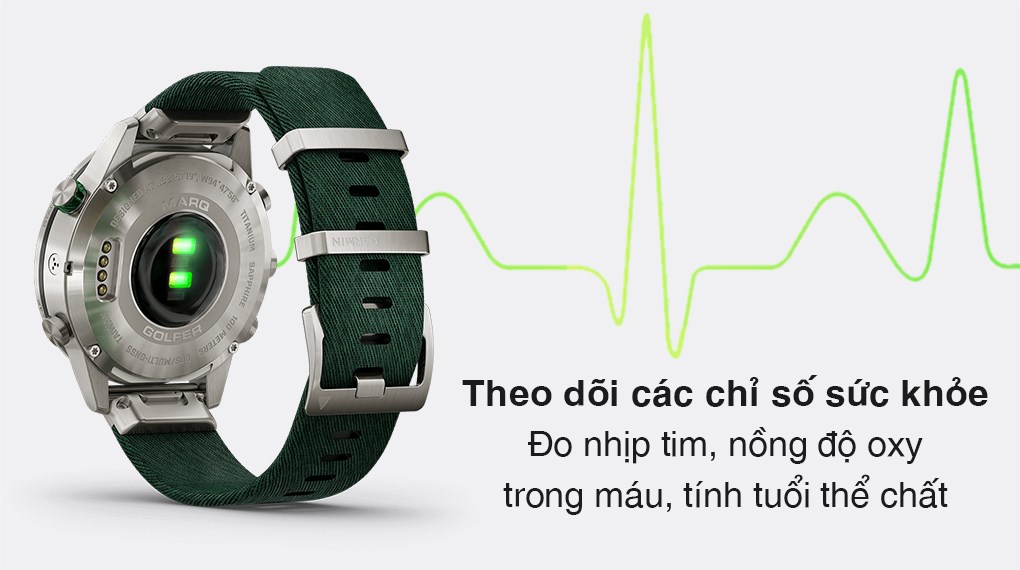 Đồng hồ thông minh Garmin MARQ Golfer 46mm Xanh Lá