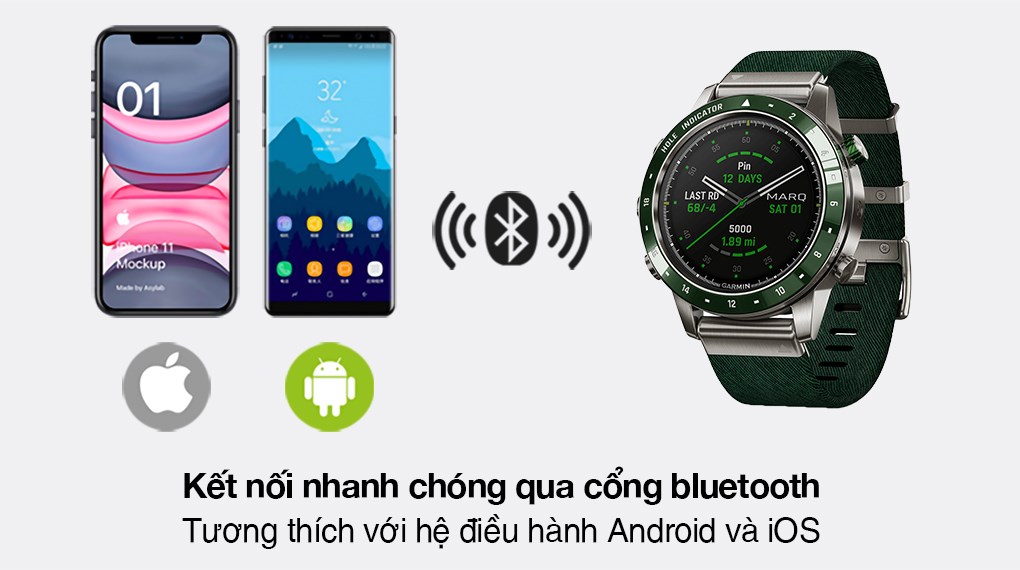 Đồng hồ thông minh Garmin MARQ Golfer 46mm Xanh Lá