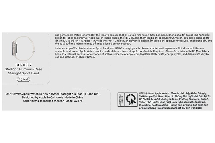 Đồng hồ thông minh Apple Watch Series 7 GPS 45mm Màu Vàng