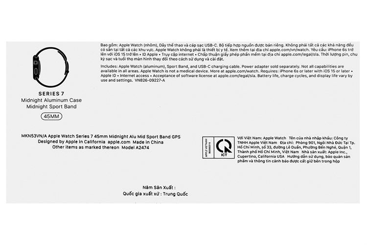 Đồng hồ thông minh Apple Watch Series 7 GPS 45mm Màu Đen