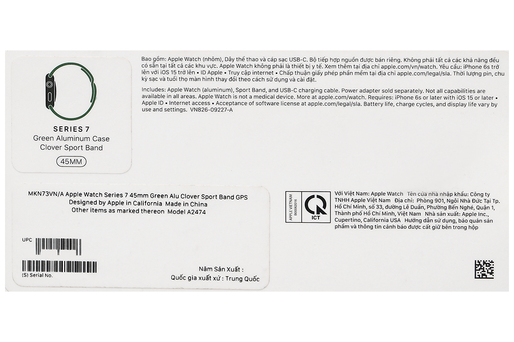 Đồng hồ thông minh Apple Watch Series 7 GPS 45mm Màu Xanh lá