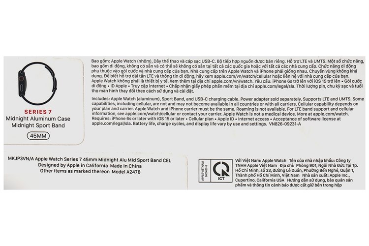 Đồng hồ thông minh Apple Watch Series 7 LTE 45mm Màu Đen