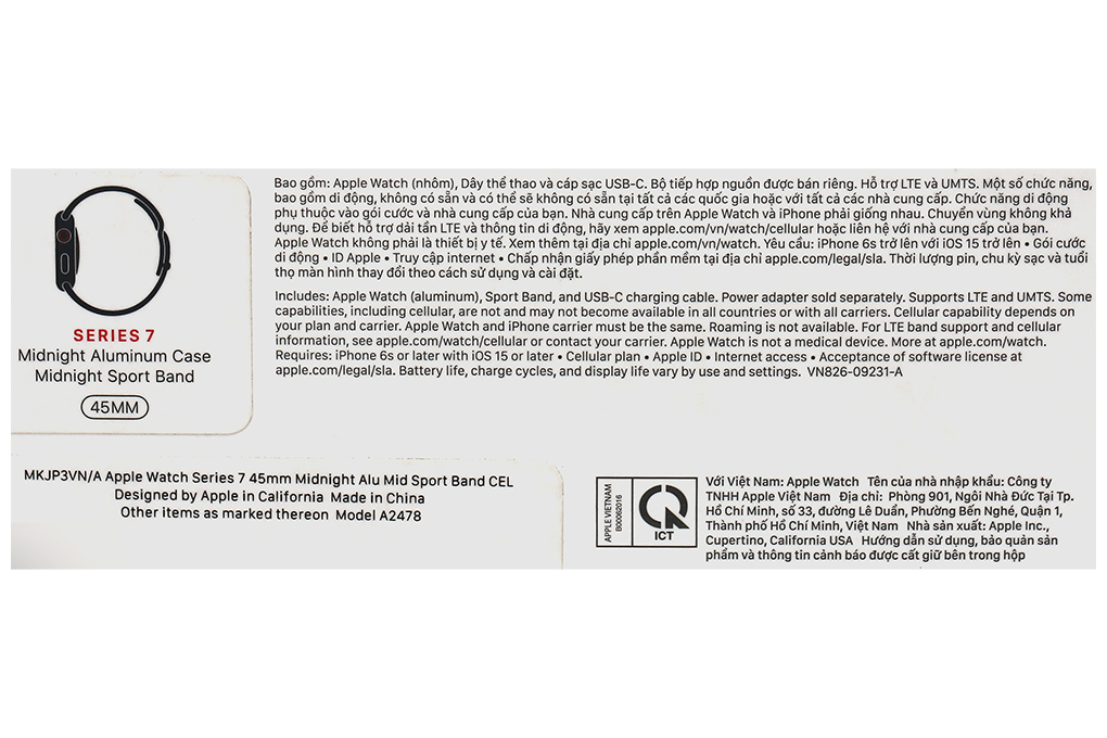 Đồng hồ thông minh Apple Watch Series 7 LTE 45mm Màu Đen
