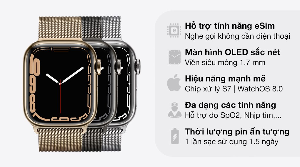Apple Watch Series 7 GPS + Cellular 41mm dây thép
